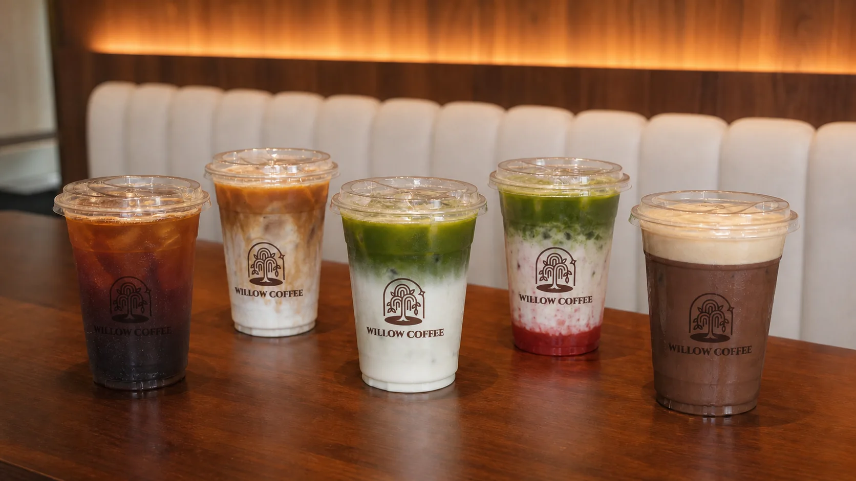 Five signature Willow Coffee drinks